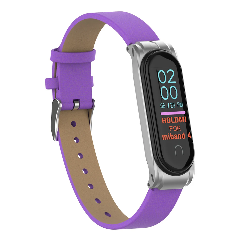Цветной PU+ металлический чехол для Xiaomi mi band 4 Correa сменный спортивный ремешок mi Band 4 аксессуары ремешок для браслета