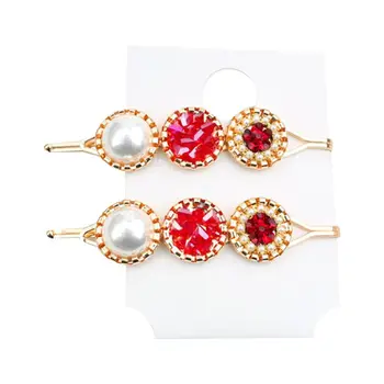 

2Pcs Ladies Luxury Jewelry Rhinestone Hair Clip Colored Faux Crystal Beaded Hairpin Minimalist Wedding Banquet Styling Barrettes