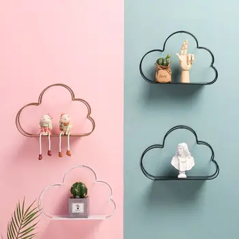 

Mordern Cloud Design Wall Mounted Floating Shelf Metal Iron Storage Display Rack Organization Holder for Home Office DIY Decor