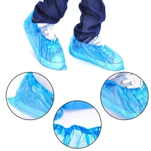 100 шт. Пластик Водонепроницаемый одноразовые бахилы дождливый день ковровое покрытие протектор Толстая Чистящая обувь крышка синий галоши