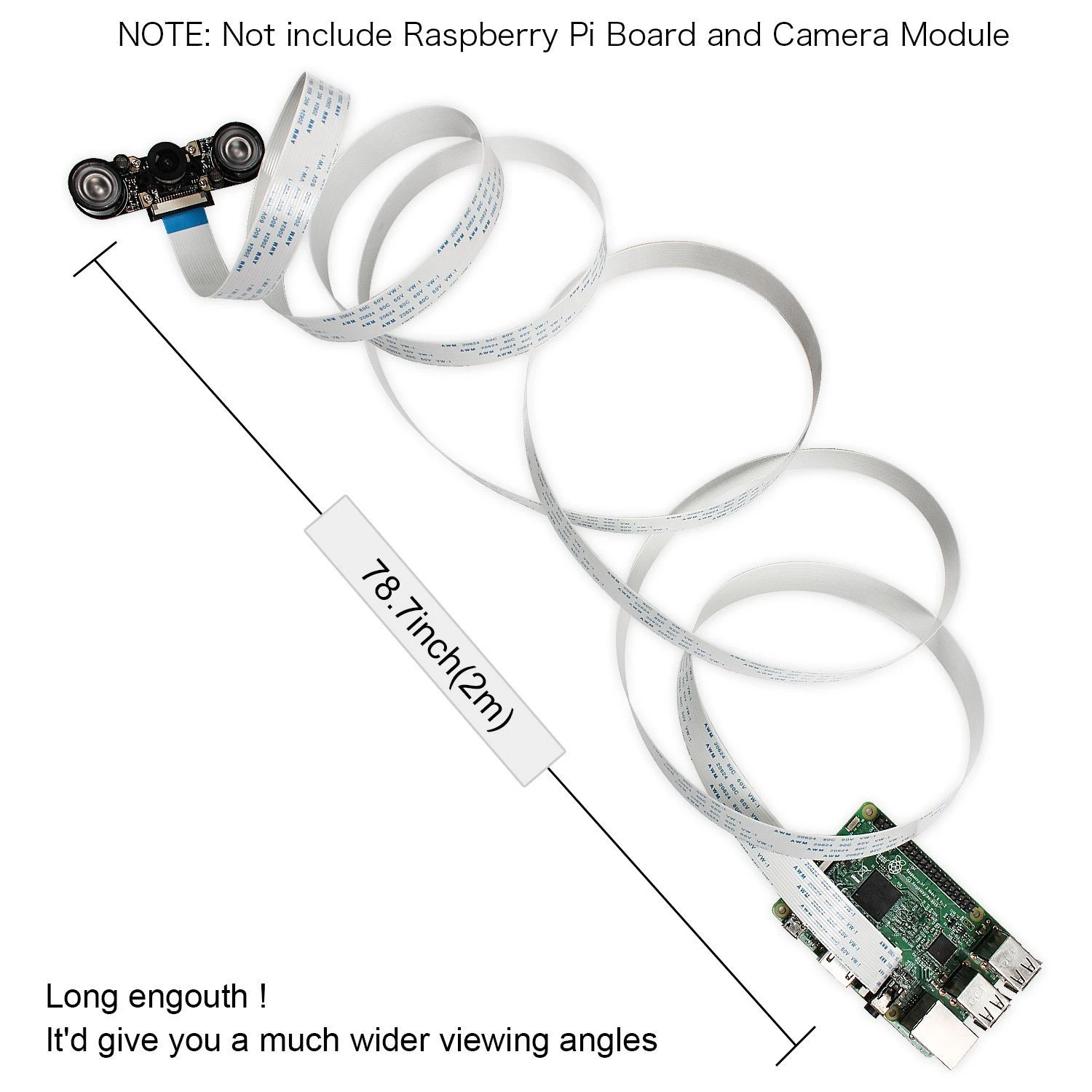 Гибкий ленточный кабель для камеры Raspberry Pi-7" 200 см 15 Pin 1,0 мм Шаг кабель камеры для Raspberry pi 2 3 B b