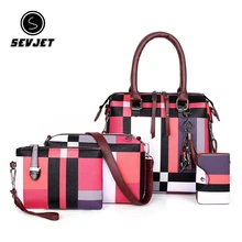 Роскошные сумки клетчатые дизайнерские сумочки с кисточкой и женская сумка комплект из 4 предметов Сумки Композитный Клатч женский Bolsa Feminina CJ1110