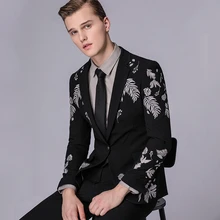 Роскошный мужской блейзер с вышивкой, брендовый винтажный Свадебный блейзер для мужчин, облегающие сценические костюмы, певцы, вечерние Мужской костюм Terno Masculino
