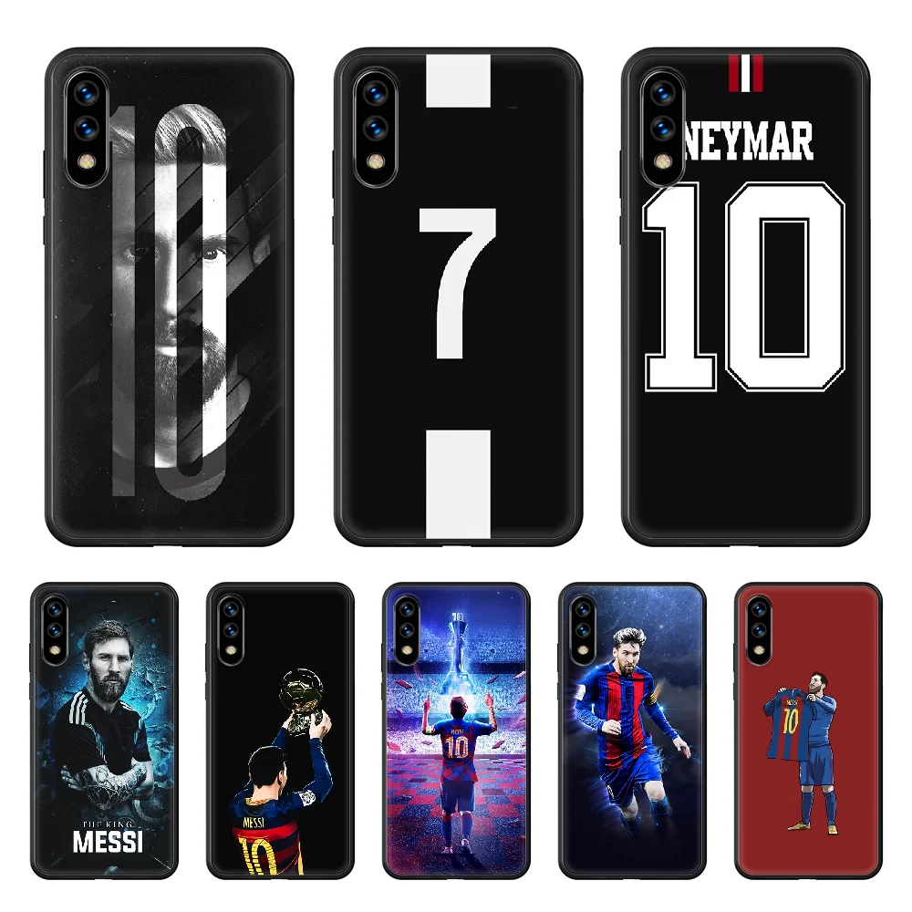 

Messi Ronaldo Football Phone Case hull For huawei honor play 6 7 8 9 10 view 20 A X i pro lite black cover 3D shell tpu prime