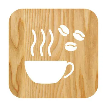 

Coffee Cup Shape Acrylic Solid Wood Table Lamp LED Night Light Desktop Small Ornaments Bedroom Lamp