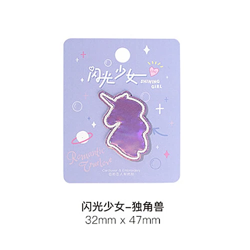 Flash Girl Series Cute Stickers Diary Stationary Flakes Embroidery applique DIY Decorative Stickers - Цвет: C