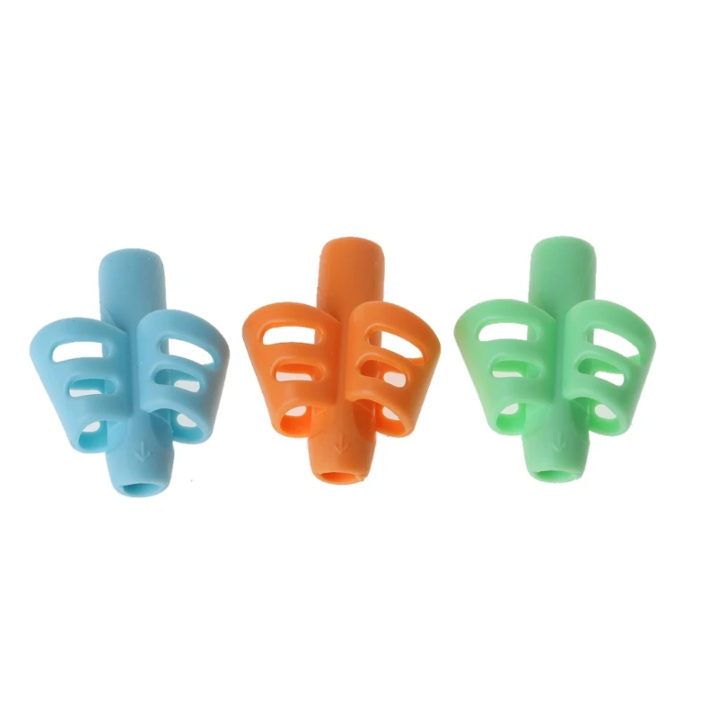 

3Pcs Two-finger Grip Silicone Baby Pencil Holder Learning Writing Tools Writing Pen Accessories