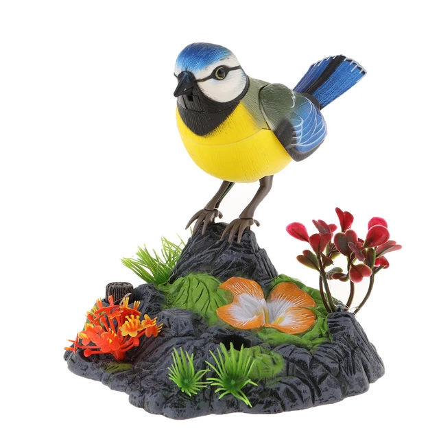 Chirping Bird Toys Colorful Sound Activated Simulated Singing Sparrow Bird Christmas Home Ornament 2