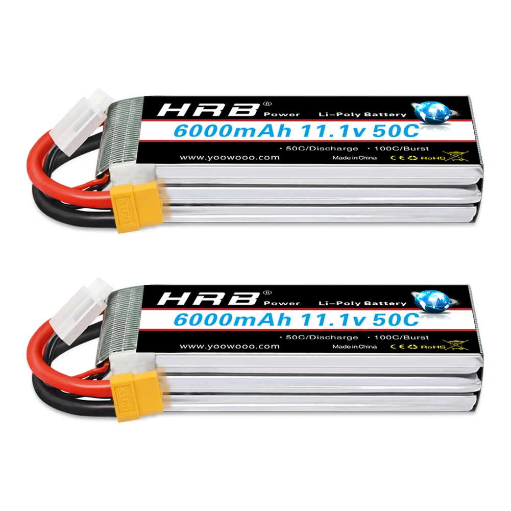1/2PCS HRB 4S 3S Lipo battery 6000mah 2S Car lipo XT60 Deans connector for RC 1/10 1/12 Monster truck Drone helicopter Boat | Игрушки и