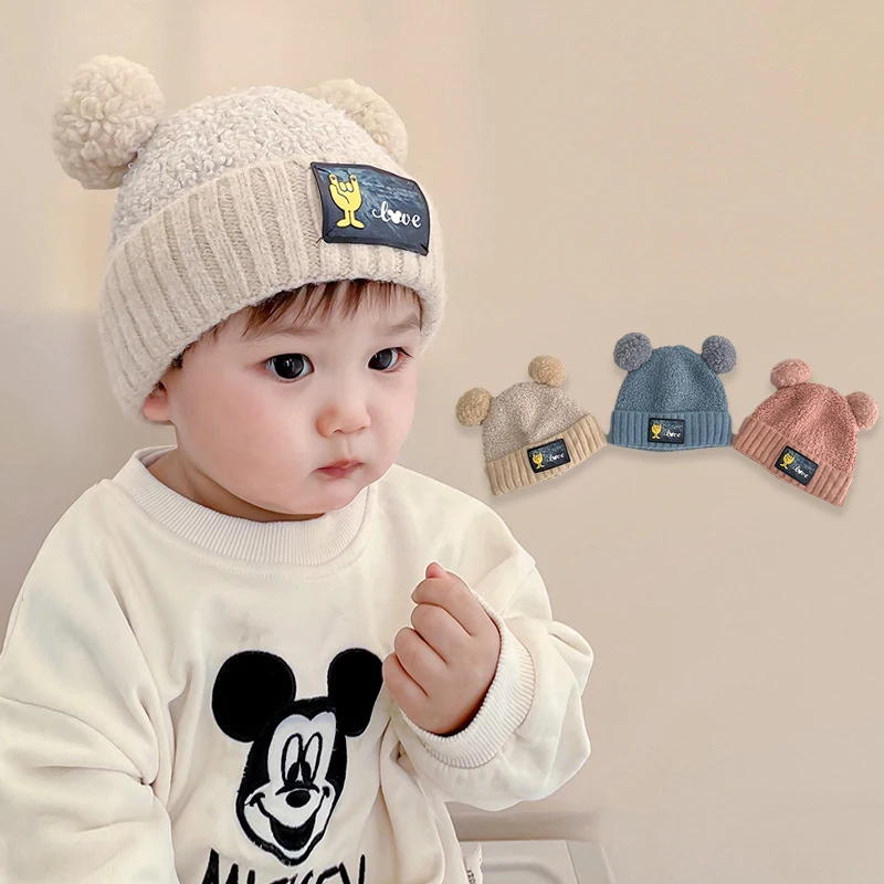 Infants Knitted Hat Toddler Baby Beanie Hats Warm Thick Cotton Cap for Children