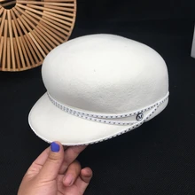 С модным джокером socialite белые рыцарские шерстяные кепки черно-белые MS newsboy модные tide армейские кепки