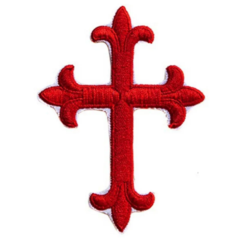 Jesus Cross Patches Iron On Appliques 3D Embroidered Flower Trims Cross  20*28cm - AliExpress