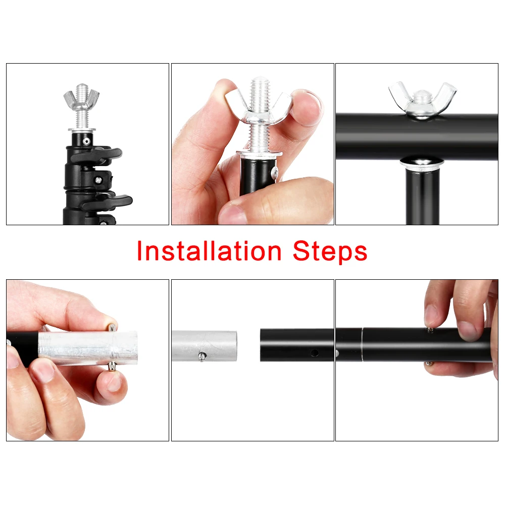  Photography T-shape Background Stand Adjustable Backdrop Frame Multiple Sizes Support System Kit Fo