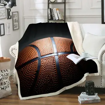 

Basketball Sherpa Blanket Sports Plush Throw Blanket Burning basketball Boys Teens Soft Bedspreads Cool Sports Arena