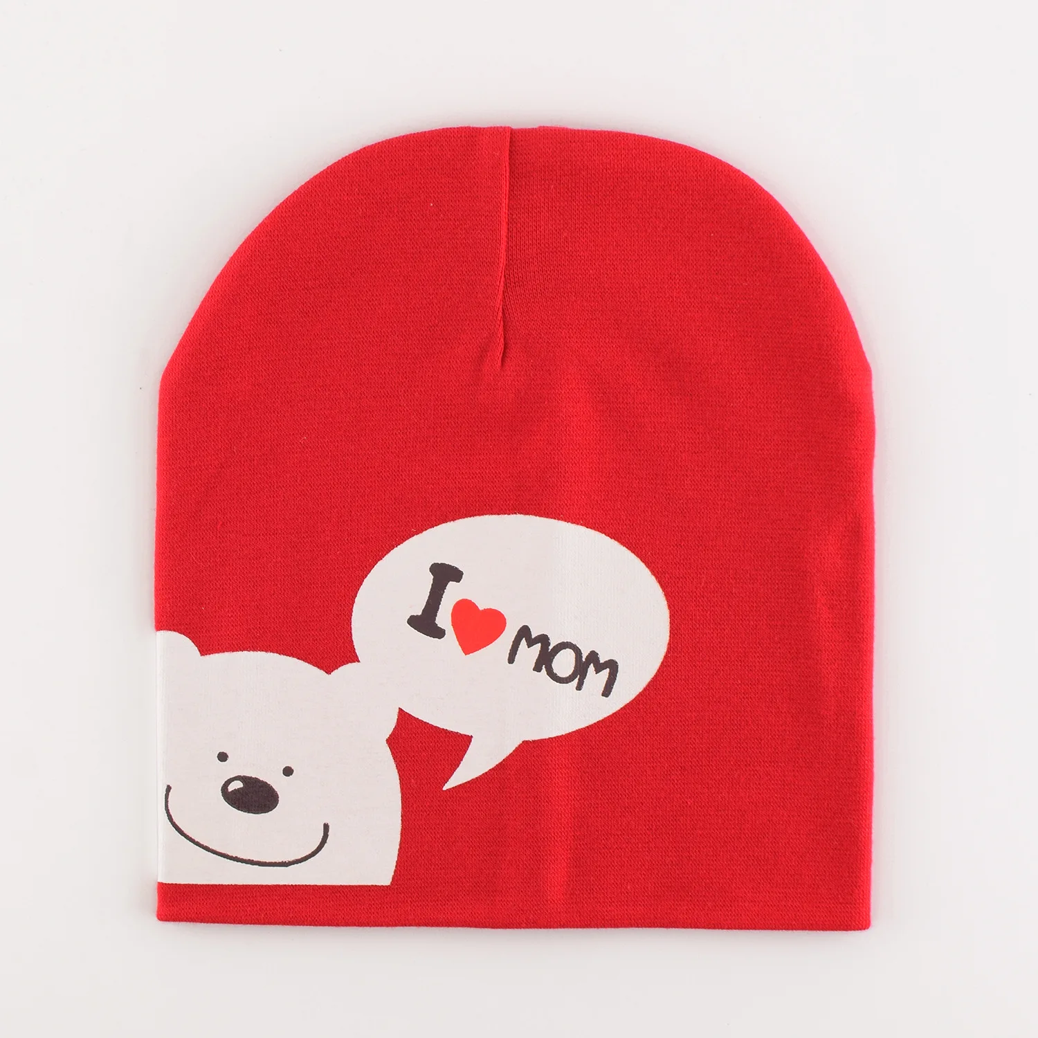 Детская шапка с надписью «I Love Mom» для девочек и мальчиков, хлопковая вязаная шапка для детей, детская шапка с рукавами, шапка для малышей, аксессуары для детской одежды - Цвет: red