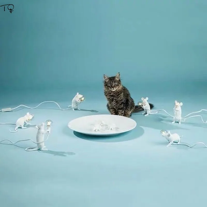  Nordic Modern Animal Resin Mouse Lamp Cute Lovely Led Desk Lamp Living Room Dining Room Bedroom Sto