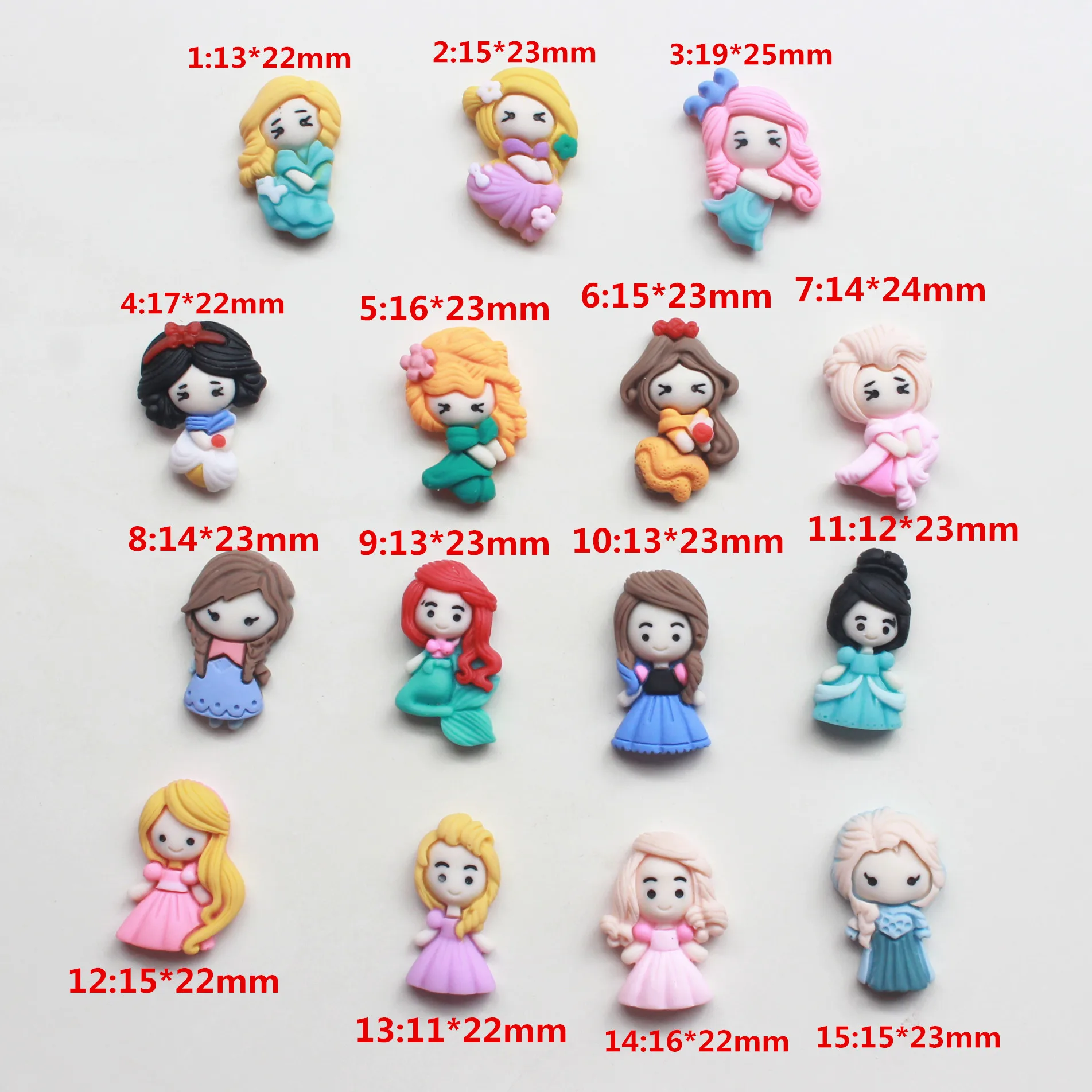 20pcs/lot flatback resin mini size cartoon princess resin cabochons accessories