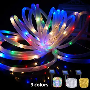 

10M Solar Battery LED Strip Rope Tube Light 100LED Waterproof Fairy String Light Christmas Wedding Outdoor Garden Decor Light