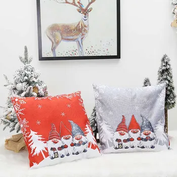 

Christmas Pillow Covers Cute Gnome Nordic Santa Claus Print Throw Cushion Covers for Sofa Couch Bed Car