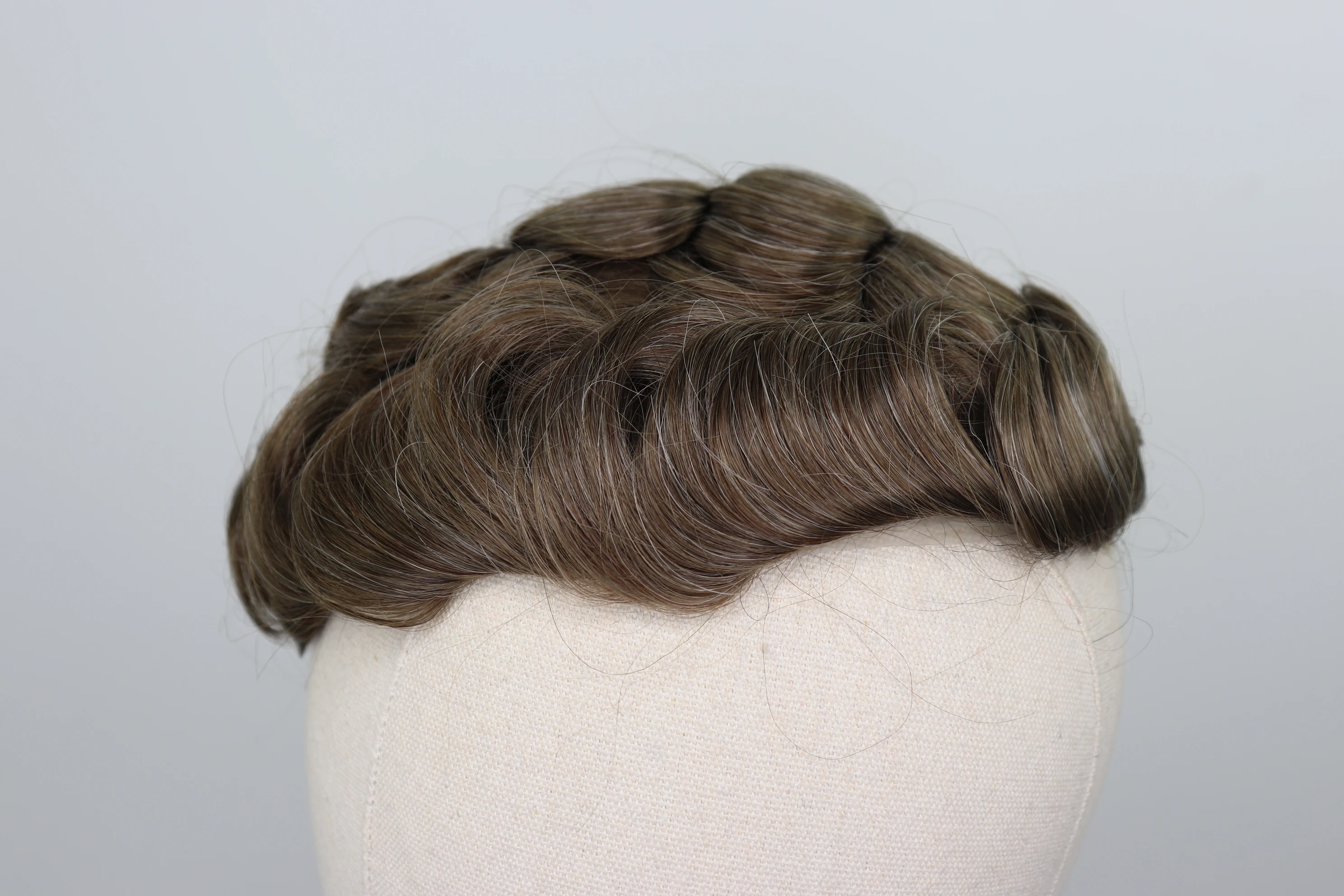YY Парики мужские Toupee 8x10 Тонкий ПУ коричневый микс серый 6 дюймов Тонкая кожа