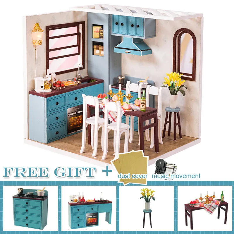 Кукольный домик Cutebee миниатюрная мебель кукольный домик DIY Миниатюрные домики комнаты Каса игрушки для детей DIY кукольный домик M09F - Цвет: M11F-C