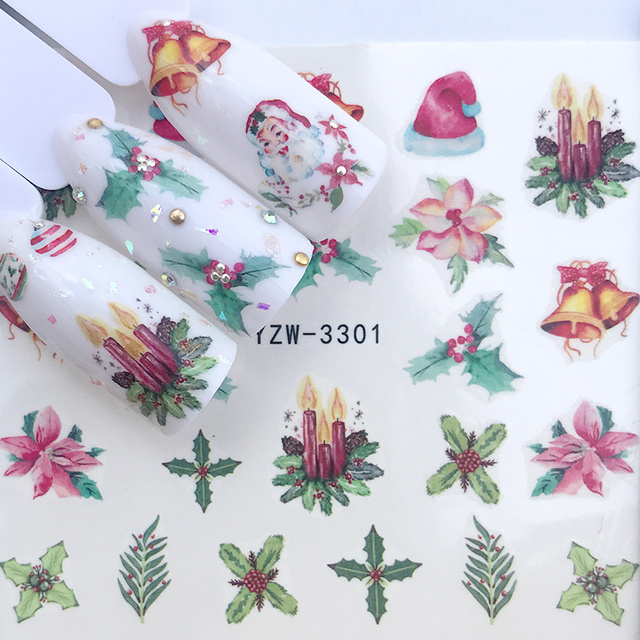Sheet 2022 New Arrival Summer Beach Water Decal Xmas Sticker For Nail Pattern Painting Wrap Paper Foil Tip Tattoo Manicure