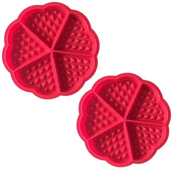 

Quality 2 X Waffle Mold Waffle Baking Mold Silicone Baking Mold Baking Pan With Good Non-Stick Coating Red