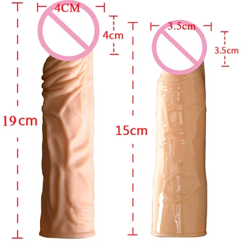 Highly Elastic Penis Extender Sleeve Reusable Silicone Condoms Delay Ejaculation Penis Massage Erotic Toys Intimate Goods 5