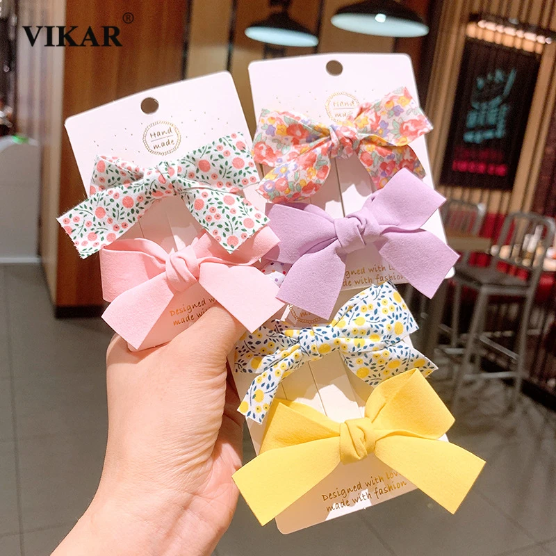 

VIKAR 2Pcs/Set New Girls Cute Floral Bows Hairpins Women Sweet Bows Hair Ornament Hair Clips Barrette Headwear Hair Accessories