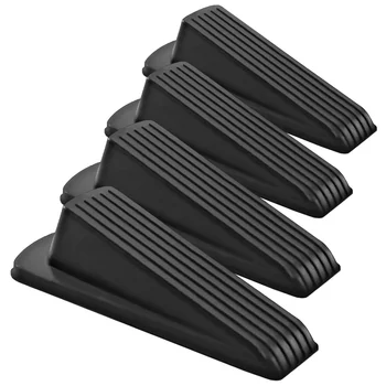 

Rubber Door Stop - Large Door Stopper Wedge, Multi Surface Design (4 Pack, Black)