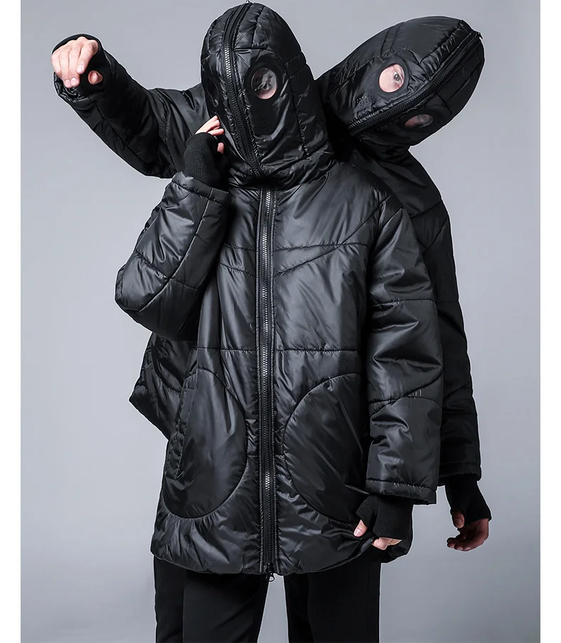 Зимняя мужская куртка, новинка, в стиле хип-хоп, с хлопковой подкладкой, толстые куртки с очками, парка, длинная стеганая верхняя одежда, модная одежда, теплые пальто