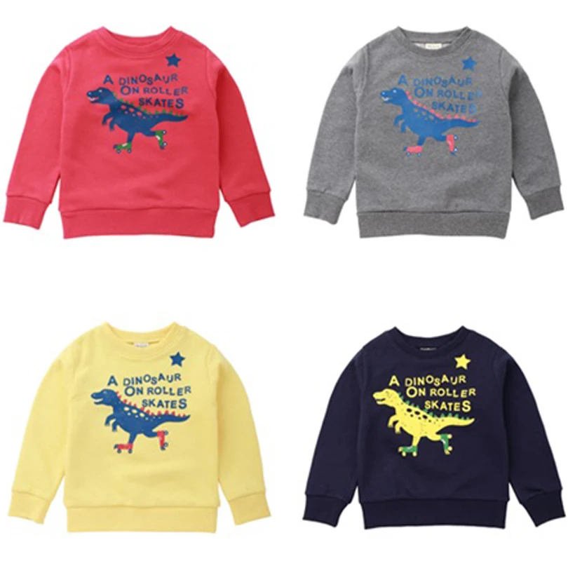 

Spring Autumn Baby Sweaters Fashion Girls Cartoon Dinosaur Sweater Cotton Boys Casual Round Letter Neck Wild Thick Sweater 2-7Y