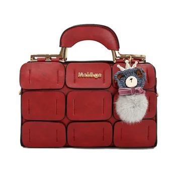 

SHUNRUYAN New Casual Boston Women's Bag Hairy Ball Handbag Female Handbags Girl Bags High Quality Suture Boston Bag