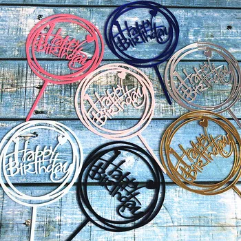 

wholesale50pcs New Product HAPPY BIRTHDAY Letters Acrylic Cake Insert Card Birthday Party Cake Decoration Support custom