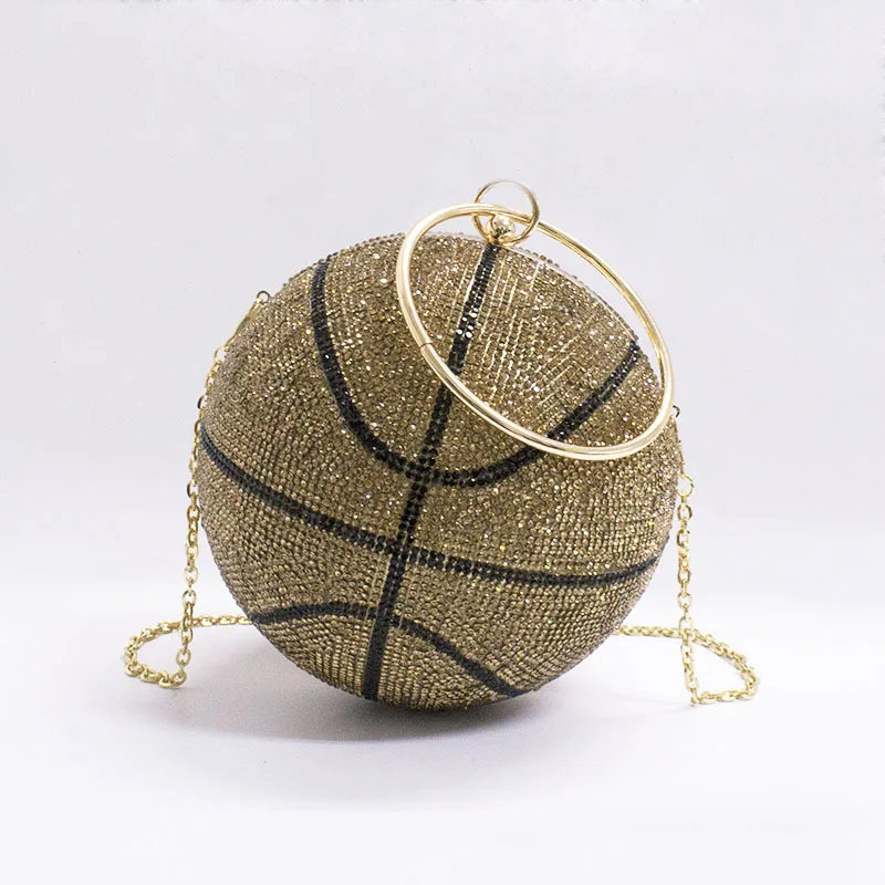 2021 Fall/winter Women's New Style Rhinestone Personalized Bag Female Solid Color Basketball Wallet Diamond Round Sac A Main | Багаж и