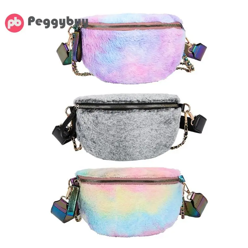 

Fashion Plush Fanny Waist Bag Women Chest Pack Semicircle Zip Crossbody Bag Women Waist Bag Belt Money Travel Sport Bum Bag
