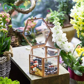 

NCYP Europe Style Glass Flower Pot Rose Gold Terrarium Desktop Display Plant Planter Pot Handmade Geometric Glass Flowerpot