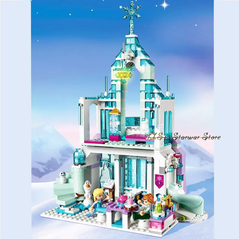 

New Princess Series Elsa Anna Magic Ice Castle Palace Model Building Blocks Bricks 43172 With Children Toys Gift No Box