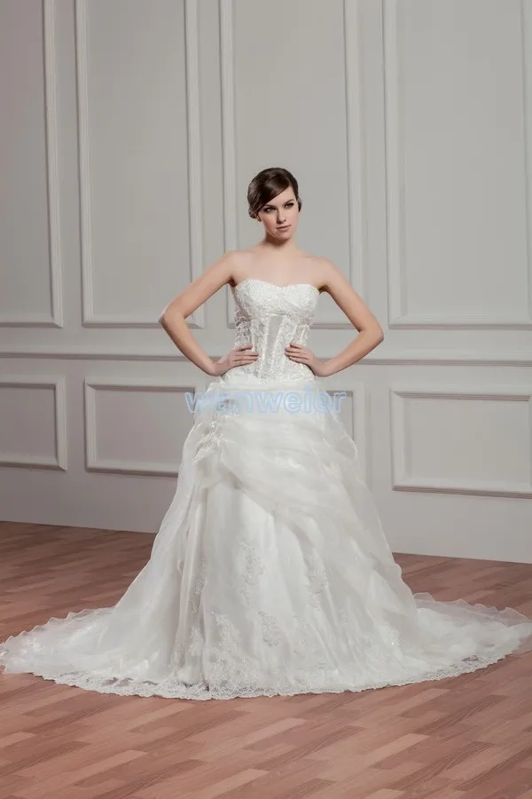 

free shipping 2016 new hot sale sweetheart strapless applique beaded white zipper custom size/color plus size sexy wedding dress
