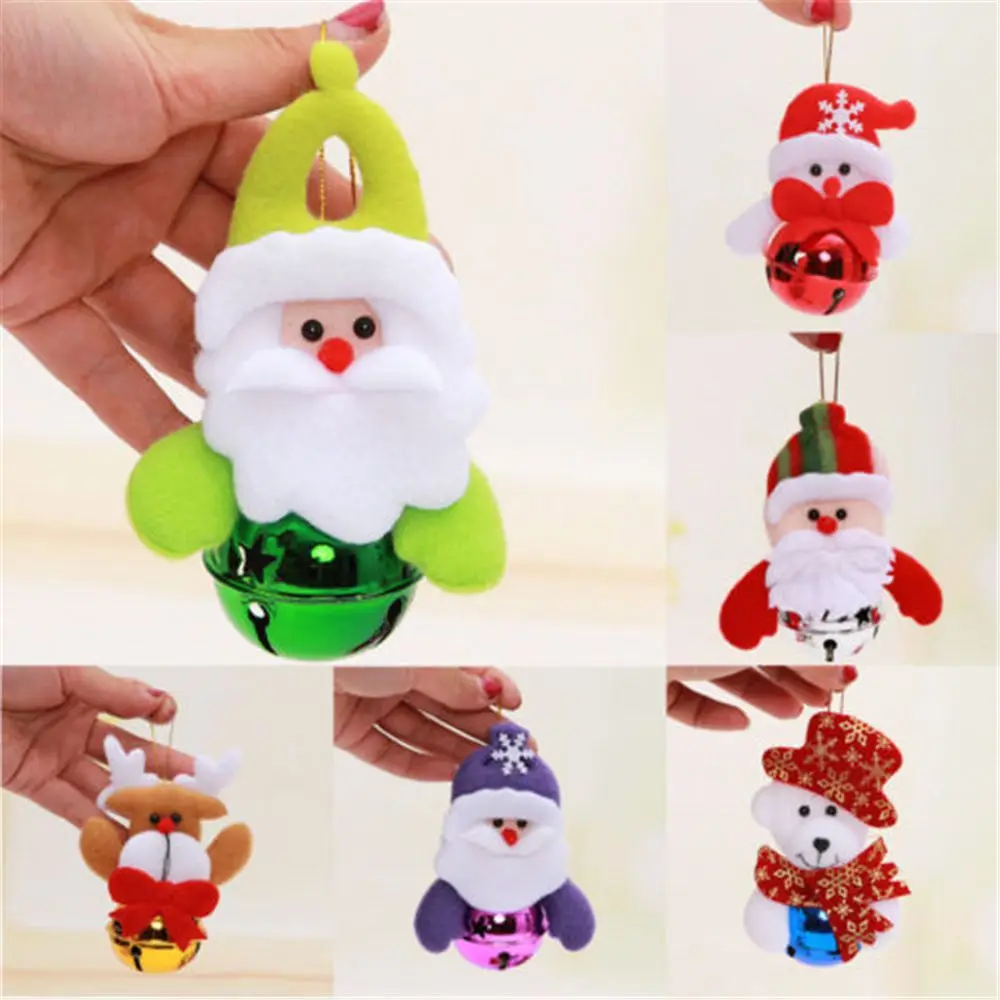 

Christmas Jingle Bells Gift Claus Snowman Bells For Christmas Tree Decoration Deer Bear Pendant Xmas Doll Hanging Ornament