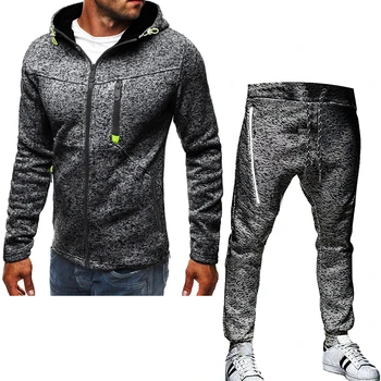 

2020 autumn and winter new zipper pocket decoration fashion leisure sports snowflake hooded cardigan sweater trousers suit