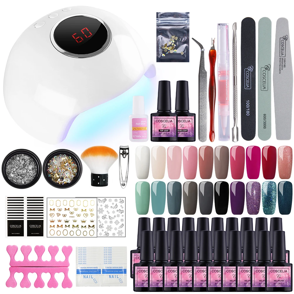  Nail Polish Kit Varnish Manicure Set Mini Electric Nail Drill Machine UV Lamp Dryer Led Display Nai