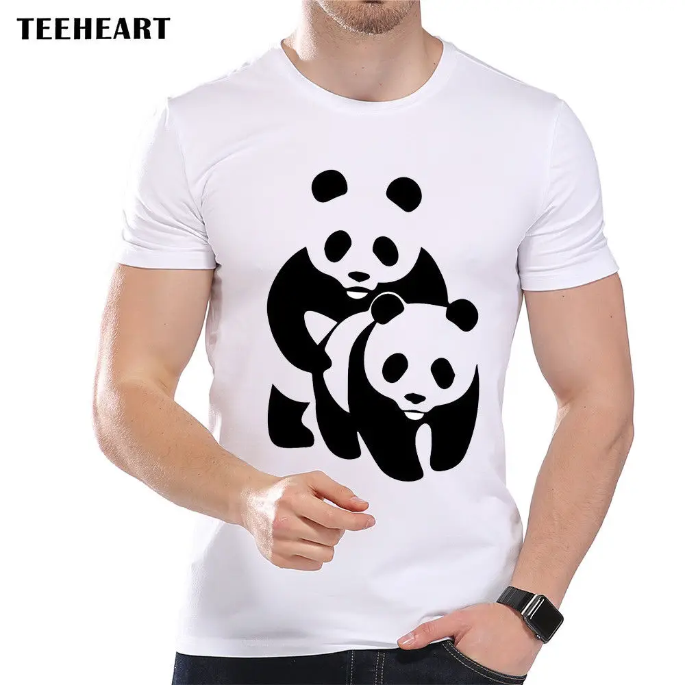 Summer 2019 100% Cotton Printed Pure Men'S Cute Panda Bear Animals Having Sex Making Love B&ampW Funny Jokepolitical T Shirt | Мужская