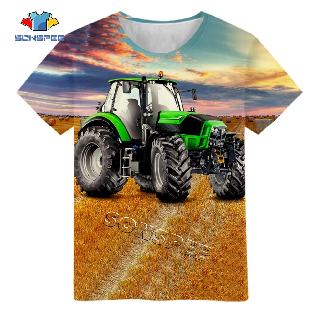 SONSPEE Truck Tractor/футболка с 3D принтом летняя повседневная одежда для малышей детская