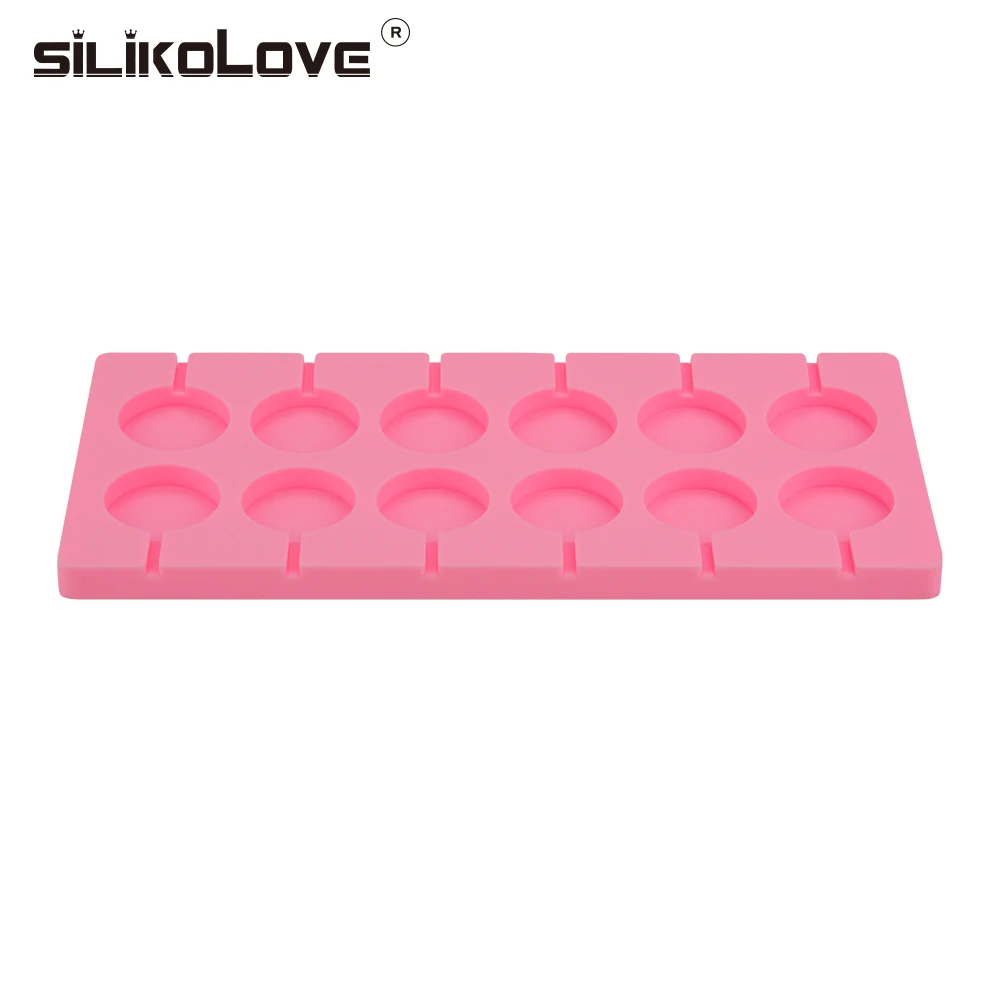 Silicolove 12 Полость леденец шоколадная форма с палочками круглая силиконовая для