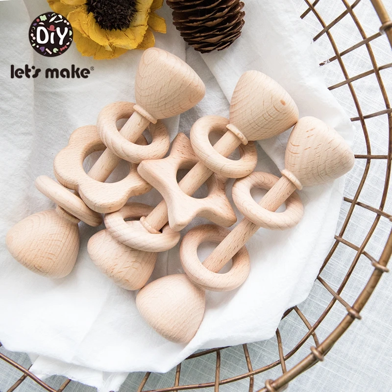 

Let'S Make 3pc Cone Type Beech Wooden Baby Rattle Baby Rattles Crib Mobiles Wood Infant Bpa Free Baby Teether Toys Baby Rattle