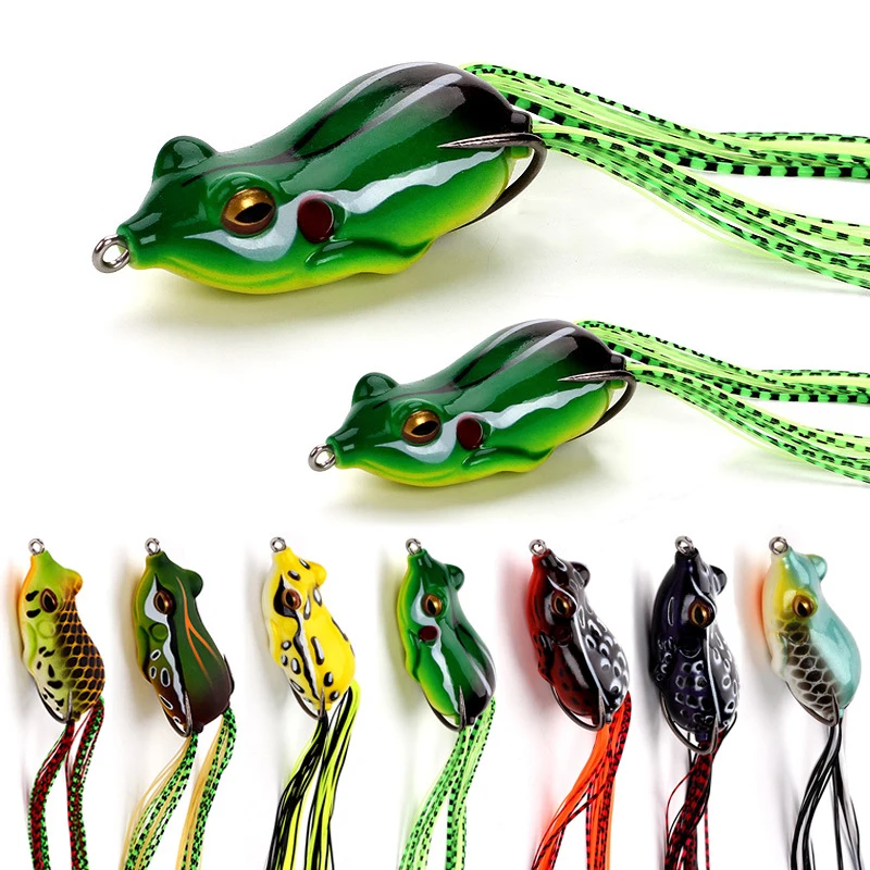 Wokotip Soft Plastic Frog Fishing Lure lifelike 3D eyes Crank Baits 5cm/11g  6cm/15g Double Claw-Like Hook Bass Fishing Tackle