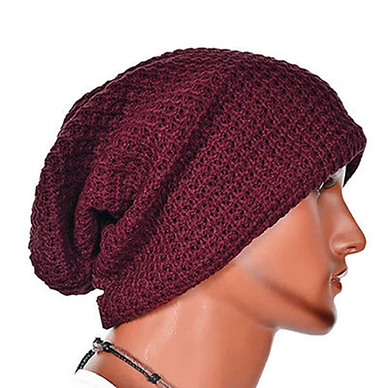 Wine Red Практичная туристическая одежда, уличная шапка 32 см, вязаная шерстяная вязаная Лыжная шапка, вязаная шапка для путешествий, свободная шапка, зимняя шапка, прочная - Цвет: Wine Red