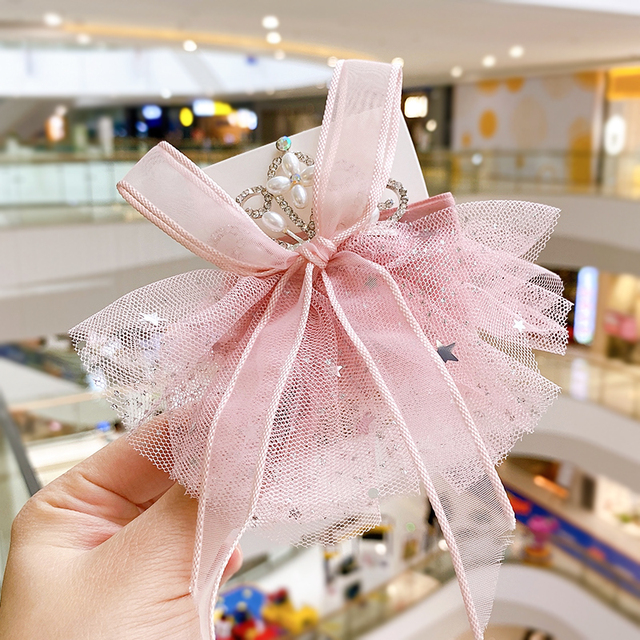 Cute Colors Lace Shiny Rhinestone Crown Ornament Hair Clips Girls Lovely Alloy Sweet Hairpins Kids Hair Accessories