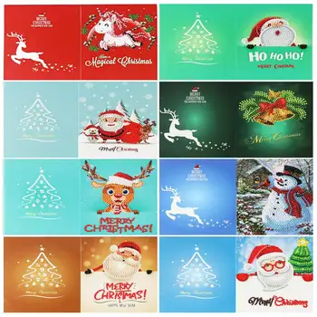 

2020 Painting Christmas Card Gift Full Square/Round Drill 5D DIY Diamond Painting 3D Embroidery Cross Stitch 3D Home Decor 8/PCS